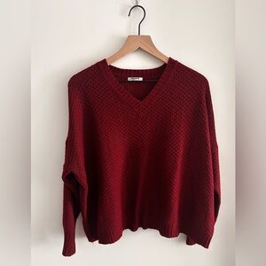 Chic Burgundy V-Neck Sweater